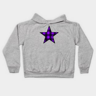 Purple and Black Buffalo Plaid Star Kids Hoodie